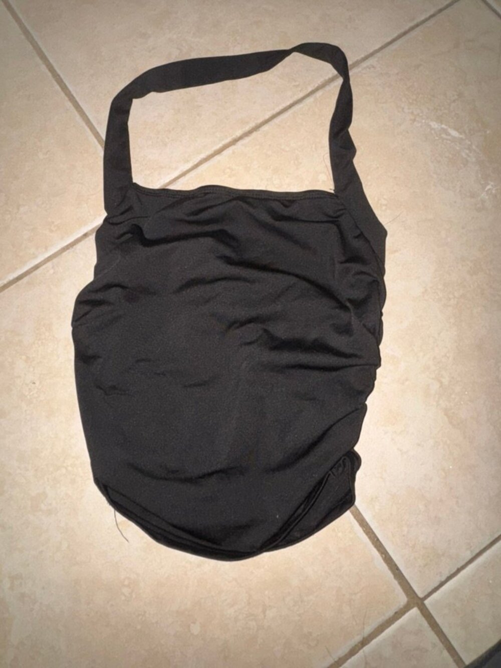 SHEIN black ruched halter tank top